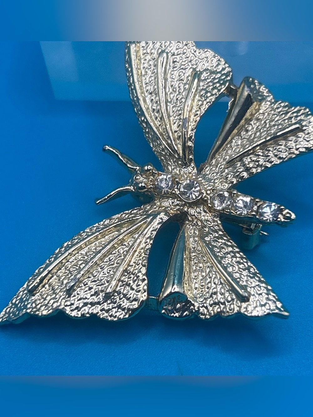 Vintage signed Gerry’s Goldtone Clear Rhinestone Butterfly Brooch